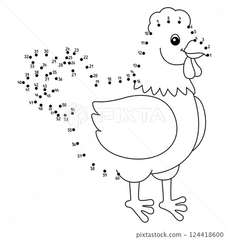 Dot to Dot Chicken Animal Isolated Coloring Page Dot to Dot Chicken Animal Isolated Coloring Page 124418600