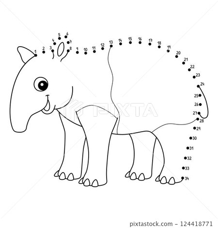 Dot to Dot Tapir Animal Isolated Coloring Page Dot to Dot Tapir Animal Isolated Coloring Page 124418771