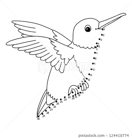 Dot to Dot Hummingbird Animal Isolated Coloring  124418774