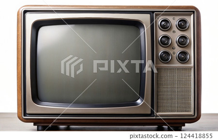 Retro TV in an empty, bright space, an element of a bygone era Retro TV in an empty, bright space, an element of a bygone era 124418855