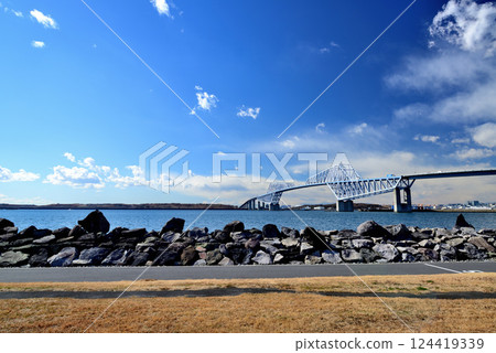 Tokyo Gate Bridge in winter Blue sky scenery Tokyo Gate Bridge in winter Blue sky scenery 124419339
