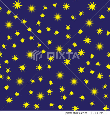 Vector Gold Yellow Star Seamless Pattern on Blue Background 124419590