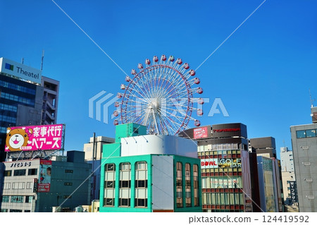 Sapporo city Susukino Ferris wheel scene Sapporo city Susukino Ferris wheel scene 124419592