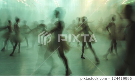 The hazy effect adds an ethereal quality to the ballet rehearsal making it feel like a dream 124419996
