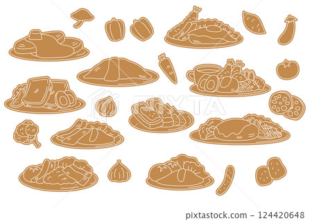 Stylish and cute western food illustrations Stylish and cute western food illustrations 124420648