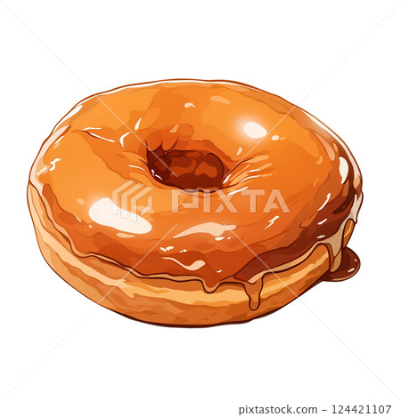 Illustration of donuts with plenty of maple syrup 124421107
