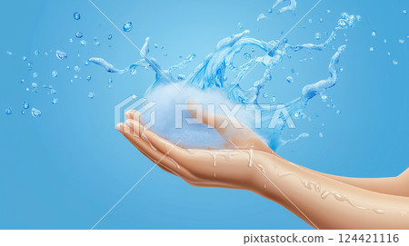 Cleanliness habits Hand washing and foam image 124421116