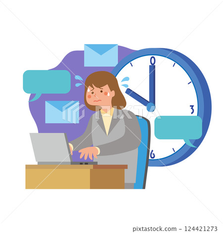 A woman working under time pressure 124421273