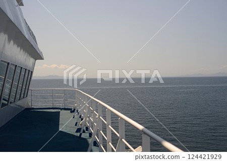 A ferry boat sailing off the coast of Shikoku 124421929