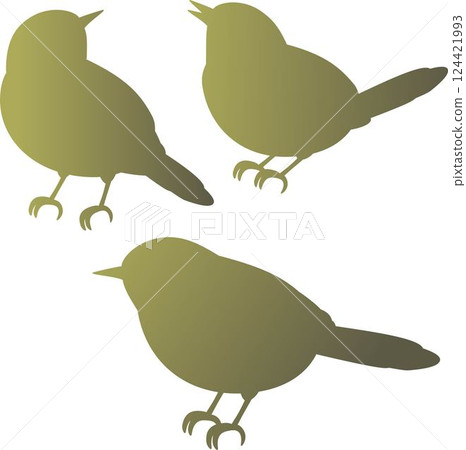 Bird, Uguisu, Uguisu, Silhouette, Paper Cutout, Icon, Decoration, Simple, Design, Illustration, Material 124421993