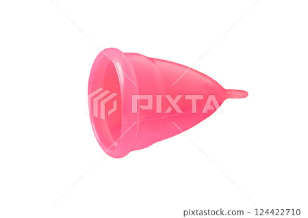 Feminine hygiene and menstruation, Essential pink menstrual cup for feminine hygiene, isolated on white, PNG Feminine hygiene and menstruation, Essential pink menstrual cup for feminine hygiene, isolated on white, PNG 124422710