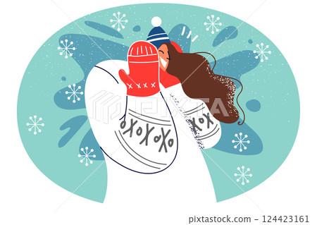 Happy woman enjoy winter holidays 124423161