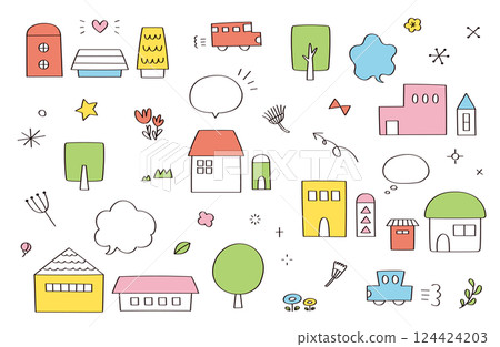 Hand drawn illustration set 124424203