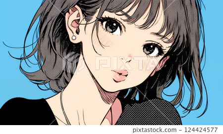 一名年輕女子表情惱怒，嘟著嘴，咂著舌頭 124424577