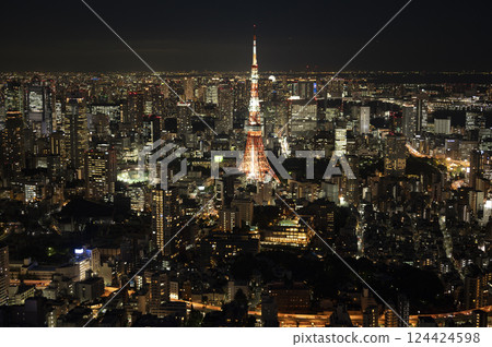 從六本木新城森大廈俯瞰東京市中心的夜景 從六本木新城森大廈俯瞰東京市中心的夜景 124424598