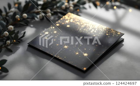 An Exquisite and Elegant Sparkling Greeting Card Featuring Beautiful Decorative Elements An Exquisite and Elegant Sparkling Greeting Card Featuring Beautiful Decorative Elements 124424697