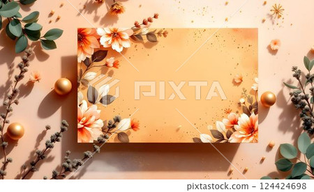 An Elegant and Beautiful Floral Background Complemented by Golden Accents and Soft Textures 124424698