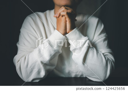 Woman hands praying to god. Christian life crisis prayer to god. Woman pray for god blessing to wishing have better life. Female hands worship to god. begging for forgiveness and believe in goodness. Woman hands praying to god. Christian life crisis prayer to god. Woman pray for god blessing to wishing have better life. Female hands worship to god. begging for forgiveness and believe in goodness. 124425656