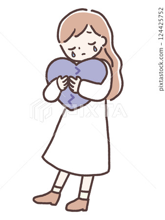 一個女人因為心傷而哭泣的插圖 心理護理 124425752