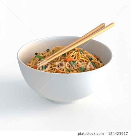 A bowl of noodles with chopsticks in it A bowl of noodles with chopsticks in it 124425917