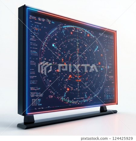 A computer monitor displays a colorful, glowing...-插圖素材 [124425929 ...