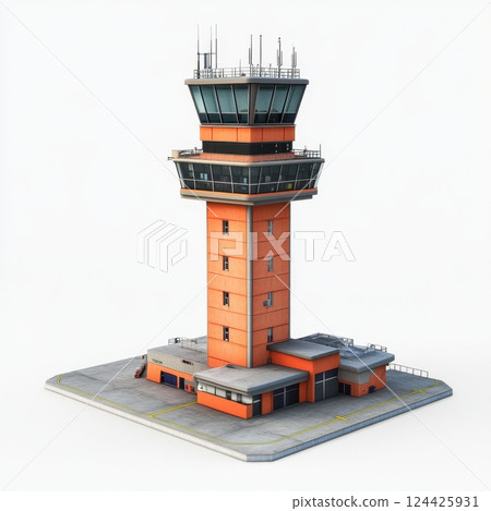 A tall red building with a white roof 124425931