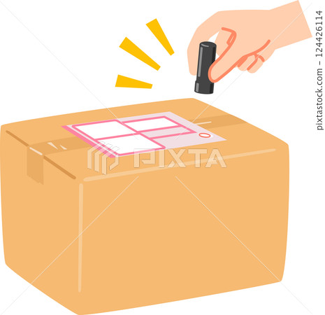 Hand stamping receipt on delivery slip Hand stamping receipt on delivery slip 124426114