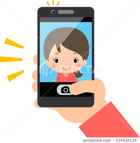 Hands taking a selfie with a smartphone Hands taking a selfie with a smartphone 124426116