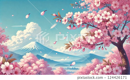 櫻花飄落的春日風景 124426171