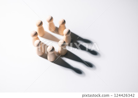 Human resources and management concept. cooperation, teamwork, training. Staff, community meeting. Collaboration and cooperation, participation. Social connections, joining to solve tasks 124426342