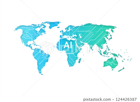 Abstract global artificial intelligence network connection circuit design. Global business design. Vector Illustration 124426387