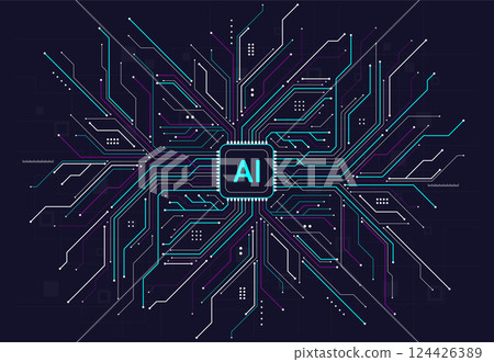 Abstract technology artificial intelligence chipset design futuristic concept technology for web, banner, card, cover. Vector illustration Abstract technology artificial intelligence chipset design futuristic concept technology for web, banner, card, cover. Vector illustration 124426389
