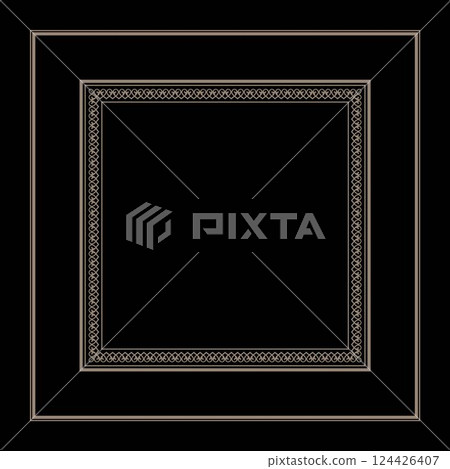 Vintage gold ornamental border frame. Gold square classic byzantine ornament. Frame of Ancient Greece, Roman Empire. Byzantium, Lower Empire. For laser cutting, porcelain, embroidery, sandblasting Vintage gold ornamental border frame. Gold square classic byzantine ornament. Frame of Ancient Greece, Roman Empire. Byzantium, Lower Empire. For laser cutting, porcelain, embroidery, sandblasting 124426407