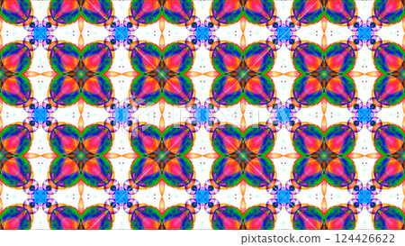 colorful giant flower violet green pollen orange leaves and blue daimond ring 124426622