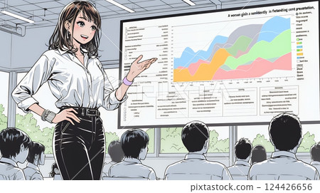 一位女士在研討會上發表演講 一位女士在研討會上發表演講 124426656