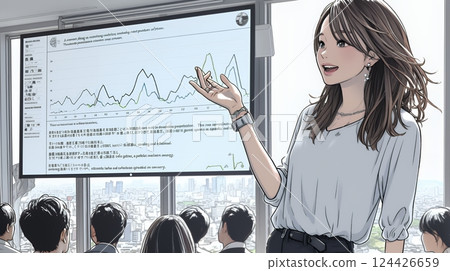 一位女士在研討會上發表演講 一位女士在研討會上發表演講 124426659