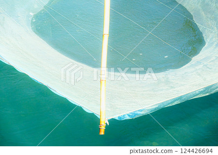 Traditional fishing for whitebait using four-handed nets in Hagi City, Yamaguchi Prefecture Traditional fishing for whitebait using four-handed nets in Hagi City, Yamaguchi Prefecture 124426694
