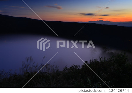 Oshu City, Iwate Prefecture, dawn scenery 124426744