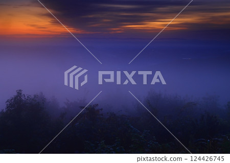 Oshu City, Iwate Prefecture, dawn scenery 124426745