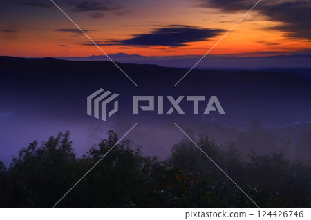 Oshu City, Iwate Prefecture, dawn scenery Oshu City, Iwate Prefecture, dawn scenery 124426746