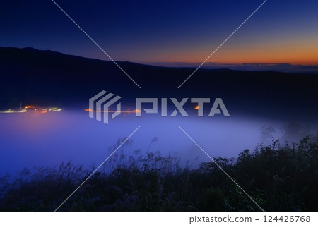 Oshu City, Iwate Prefecture, dawn scenery 124426768