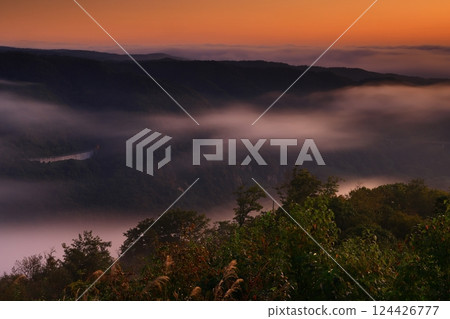 Oshu City, Iwate Prefecture, dawn scenery Oshu City, Iwate Prefecture, dawn scenery 124426777