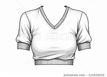 百搭时尚： 女式短袖弧形 V 领针织上衣--袖口和下摆采用罗纹设计，贴身舒适 124426816