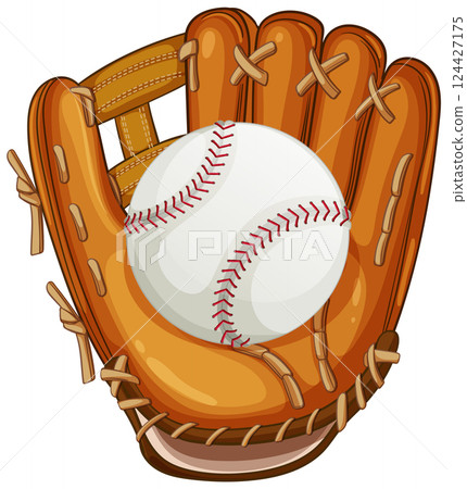 Baseball Glove Holding Ball Vector Illustration 124427175