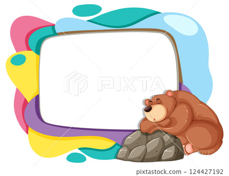 Colorful Frame with Sleeping Bear Illustration Colorful Frame with Sleeping Bear Illustration 124427192