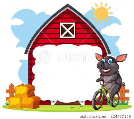 Pig Riding Bicycle by Red Barn 124427199