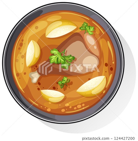 Vector Illustration of Asian Chicken Curry Dish 124427200
