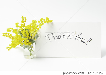 Mimosa flowers and message card 124427452