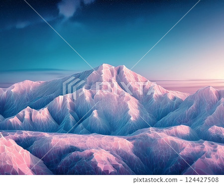 Illustration of the Northern Alps mountain range, Mount Kashima 124427508