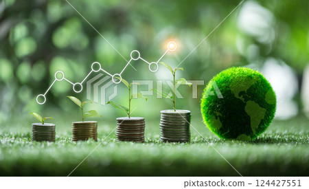 Investing in eco-friendly energy projects not only grows green finance sector but also generates income, promoting sustainable growth for both environment and society. finance, friendly, environment. 124427551
